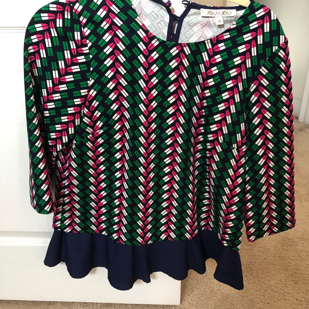 Patterned Peplum Blouse - image 1